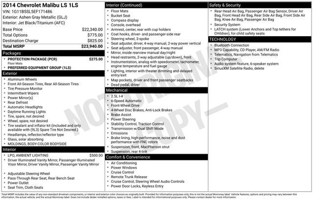 2014 Chevrolet Malibu LS 1LS