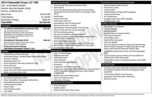 2014 Chevrolet Cruze 1LT