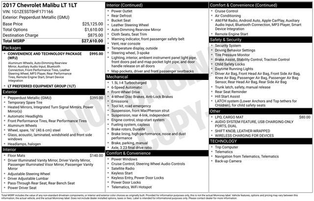 2017 Chevrolet Malibu LT 1LT