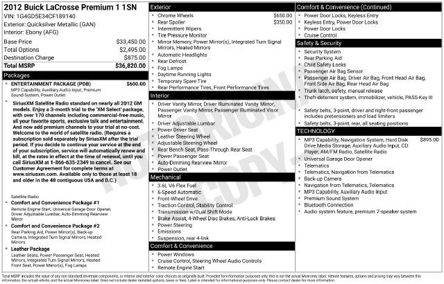 2012 Buick LaCrosse Premium I Group