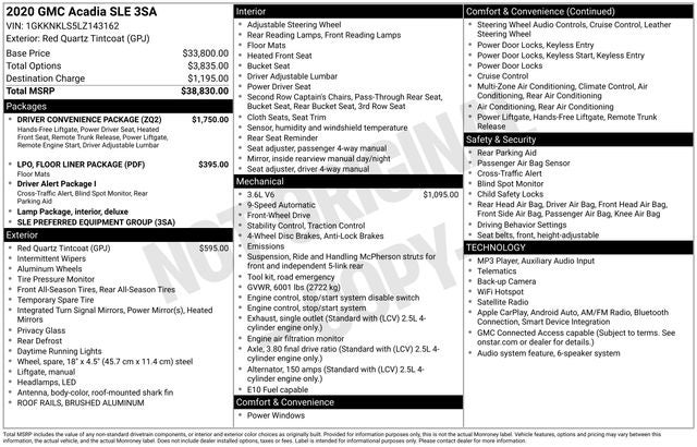 2020 GMC Acadia SLE