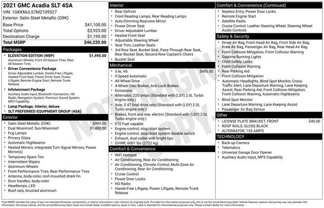 2021 GMC Acadia SLT