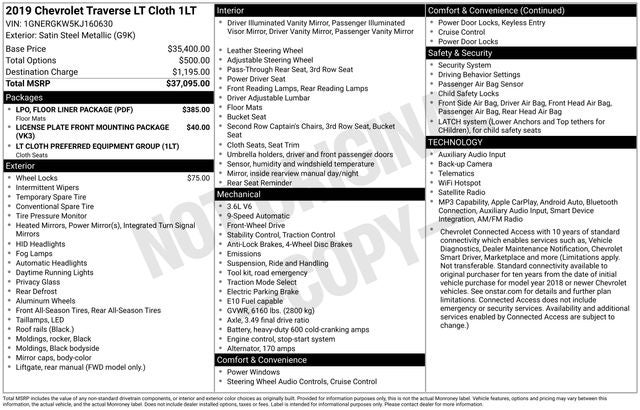 2019 Chevrolet Traverse LT Cloth w/1LT