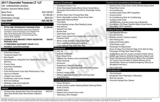 2017 Chevrolet Traverse LT 1LT