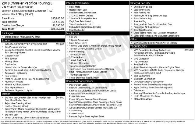 2018 Chrysler Pacifica Touring L