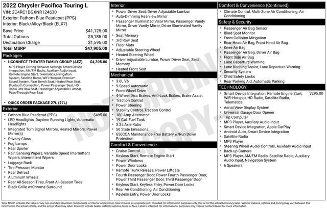 2022 Chrysler Pacifica Touring L