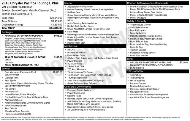 2018 Chrysler Pacifica Touring L Plus
