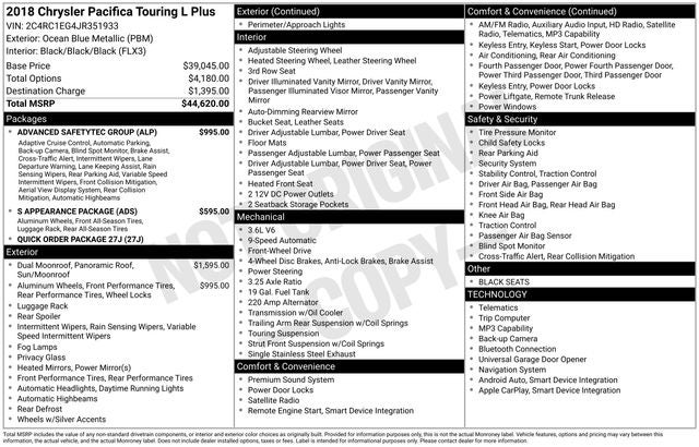 2018 Chrysler Pacifica Touring L Plus