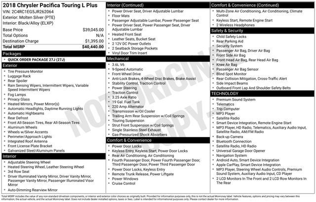 2018 Chrysler Pacifica Touring L Plus
