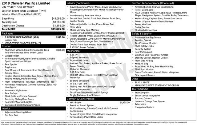 2018 Chrysler Pacifica Limited