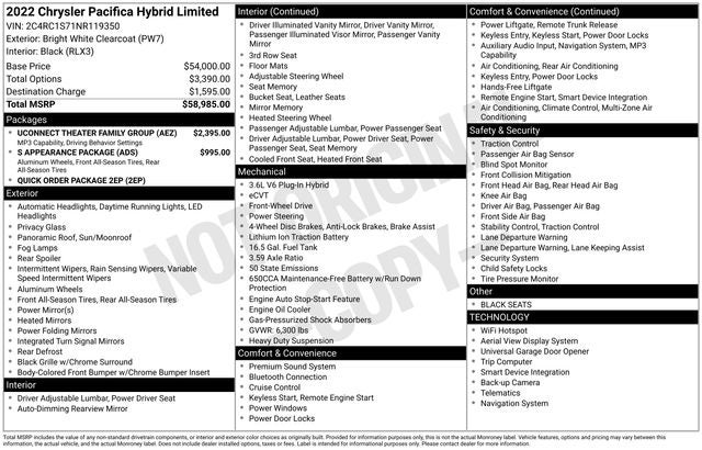 2022 Chrysler Pacifica Hybrid Limited