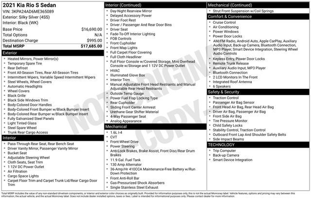 2021 Kia Rio S