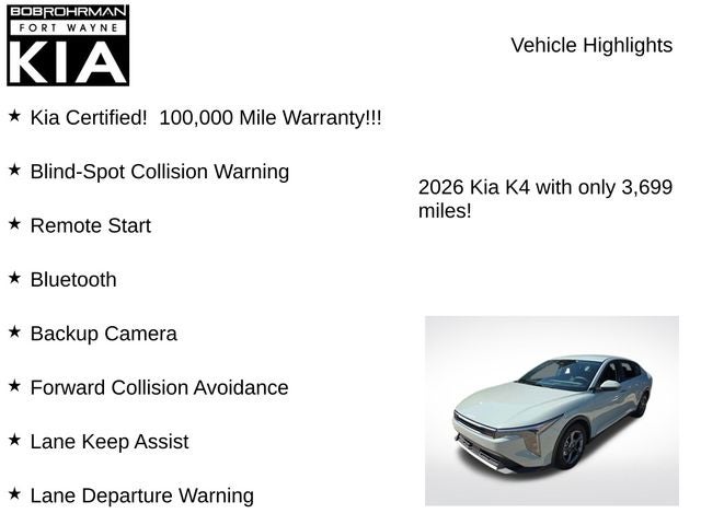 2026 Kia K4 LXS