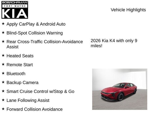 2026 Kia K4 EX