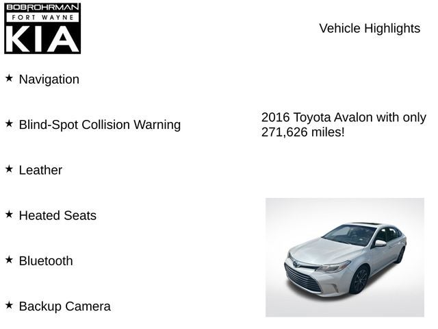 2016 Toyota Avalon Hybrid XLE Premium