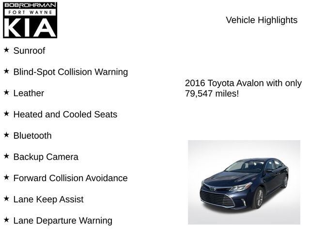 2016 Toyota Avalon Hybrid Limited