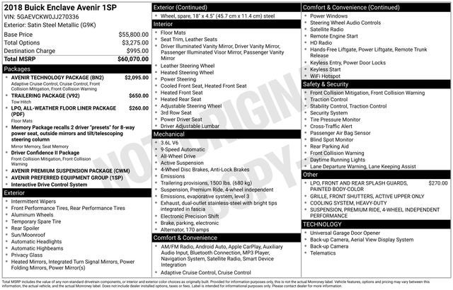 2018 Buick Enclave Avenir