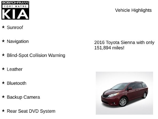 2016 Toyota Sienna XLE Premium 8 Passenger
