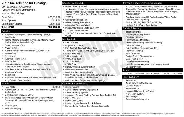 2027 Kia Telluride SX-Prestige