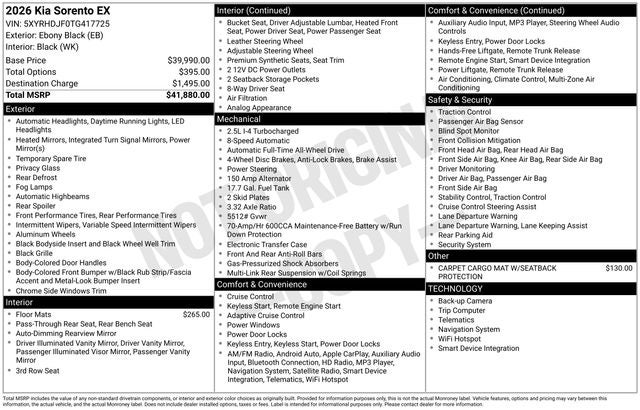 2026 Kia Sorento EX