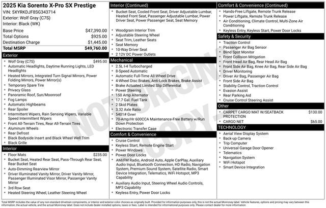 2025 Kia Sorento X-Pro SX Prestige