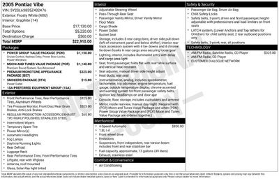 2005 Pontiac Vibe Base