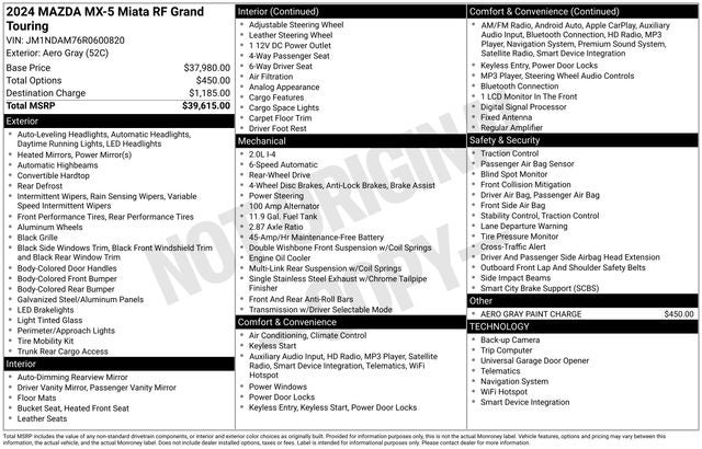2024 Mazda Mazda MX-5 Miata RF Grand Touring