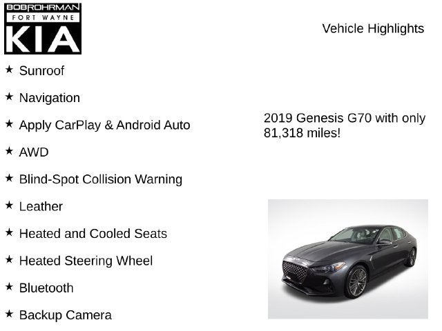 2019 Genesis G70 2.0T Advanced