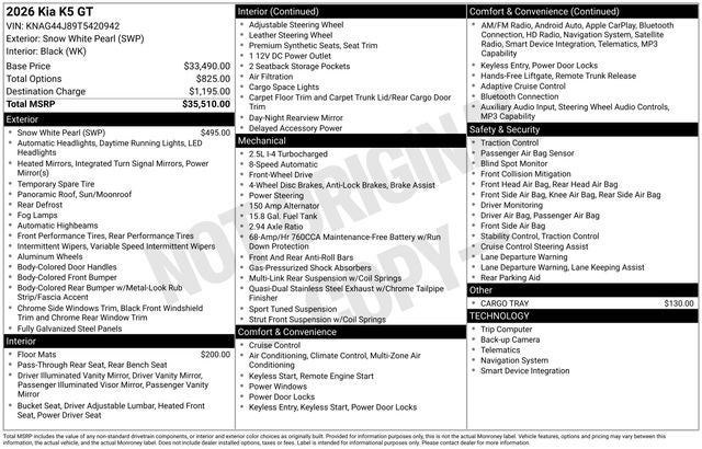 2026 Kia K5 GT