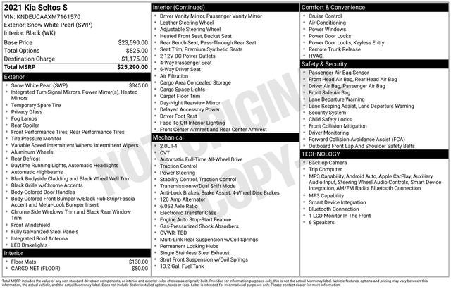 2021 Kia Seltos S