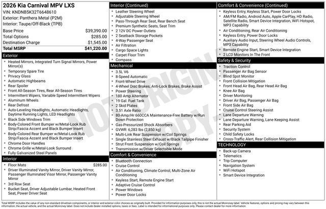 2026 Kia Carnival LXS