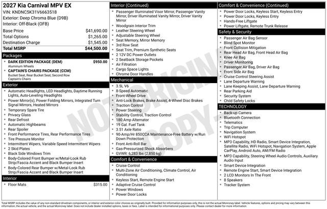 2027 Kia Carnival EX
