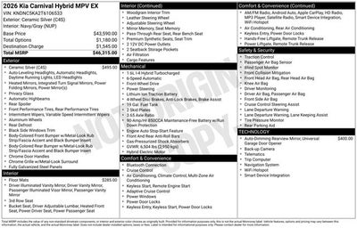 2026 Kia Carnival Hybrid EX