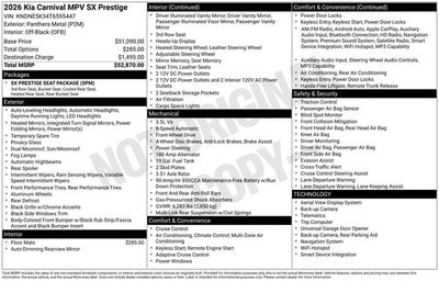 2026 Kia Carnival SX Prestige