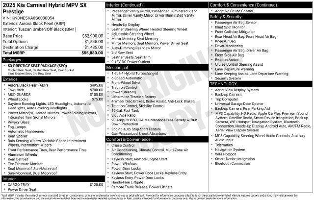 2025 Kia Carnival Hybrid SX Prestige