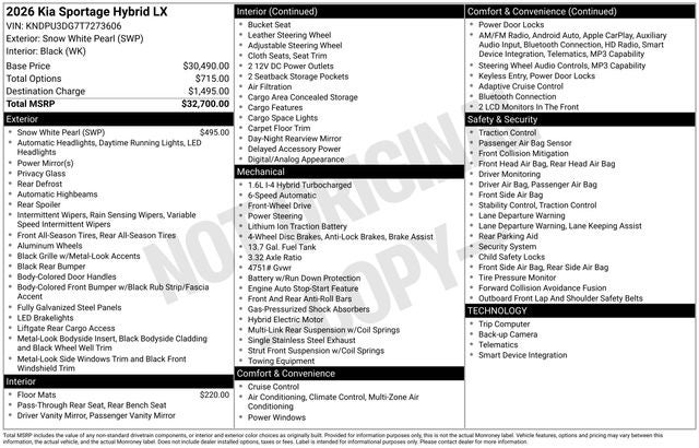 2026 Kia Sportage Hybrid LX
