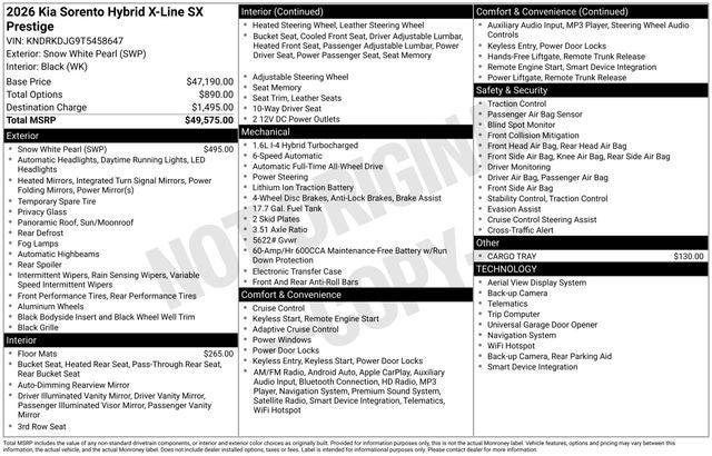 2026 Kia Sorento Hybrid X-Line SX Prestige