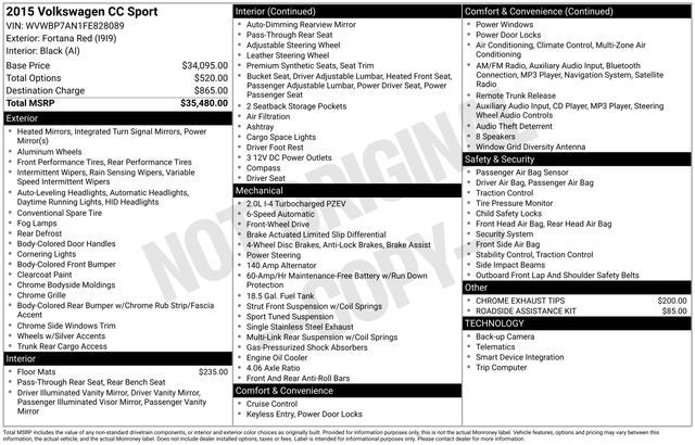 2015 Volkswagen CC 2.0T Sport