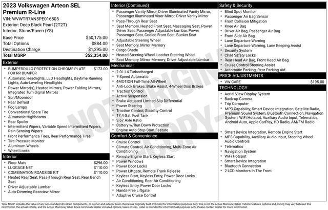 2023 Volkswagen Arteon 2.0T SEL Premium R-Line